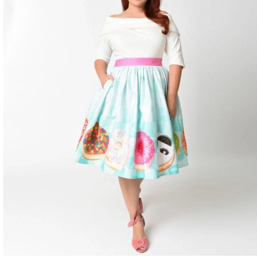 Unique Vintage Donut Swing Skirt XS - Picture 8 of 8